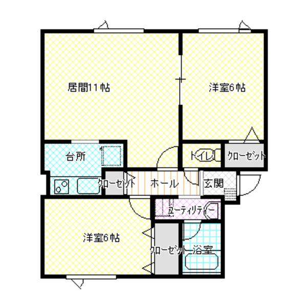 ノベル西宮の沢参番館(2LDK/3階)の間取り写真