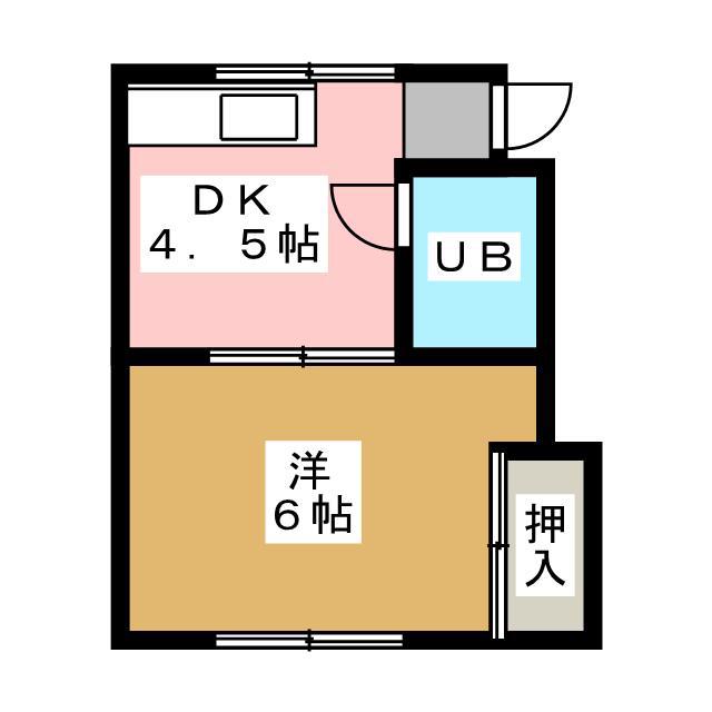 壱番館B(1K/2階)の間取り写真