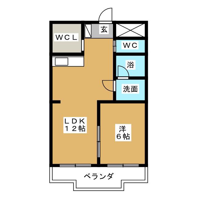 50PLUS日永(1LDK/2階)の間取り写真