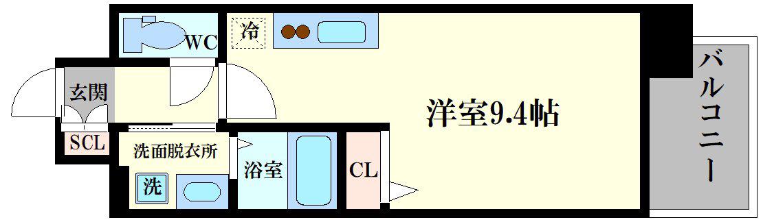 MELDIA CREST NAMBA SOL TERRACE(ワンルーム/8階)の間取り写真