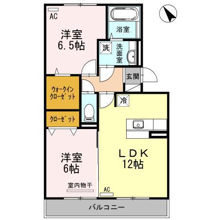 エザンス水呑 B棟(2LDK/3階)の間取り写真