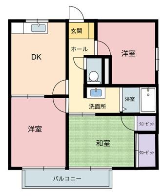 メゾン梨川(3DK/1階)の間取り写真