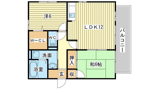 パルムコート手柄(2LDK/1階)の間取り写真