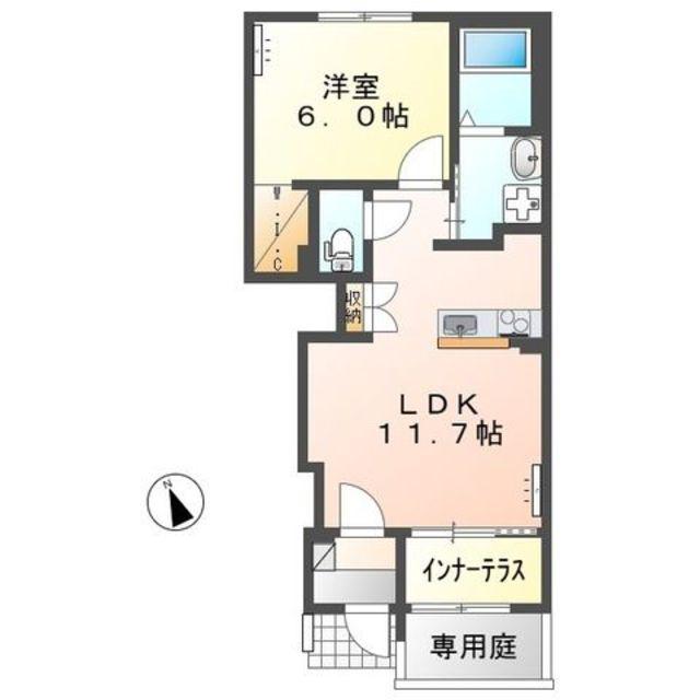 山宮アパート(1LDK/1階)の間取り写真