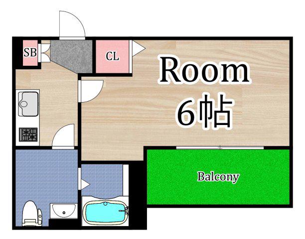 CRASTINE新森(1K/1階)の間取り写真