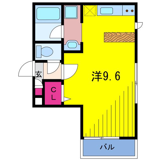 パラシオ北綾瀬(ワンルーム/1階)の間取り写真