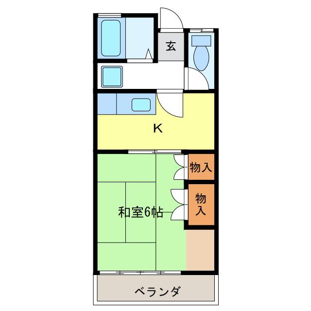 ハウス深山(1K/2階)の間取り写真