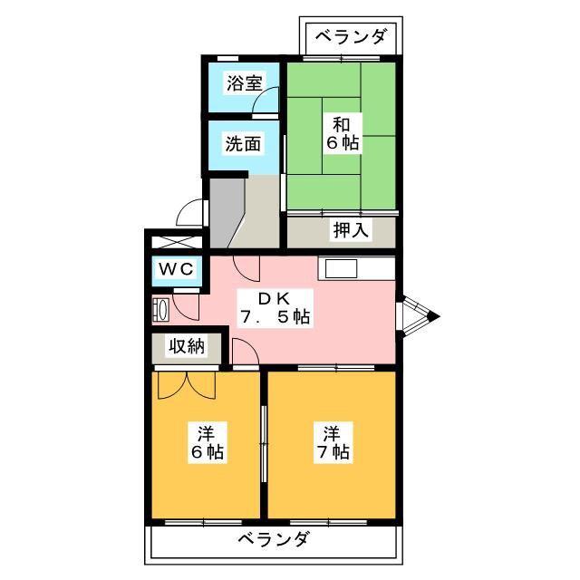 コーポトマトII(3DK/3階)の間取り写真