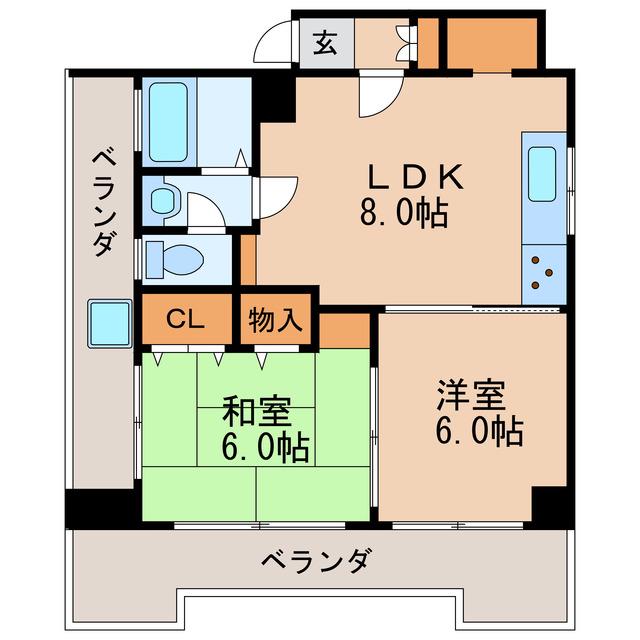 エリーマンション(2LDK/4階)の間取り写真