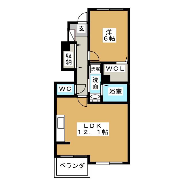 セピアコートB(1LDK/1階)の間取り写真