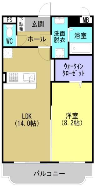 ブラウニー・N(1LDK/1階)の間取り写真