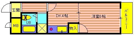 シャトルウッド(1DK/4階)の間取り写真