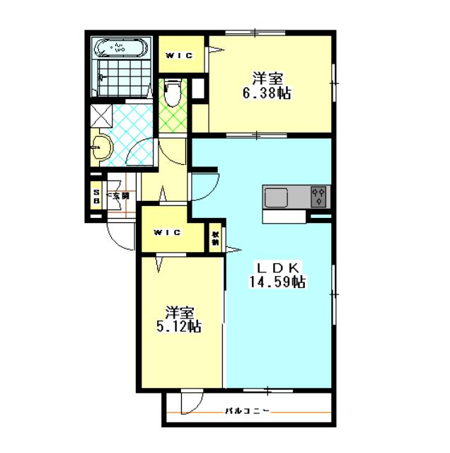 PRESENT WELLD-ROOM(2LDK/3階)の間取り写真