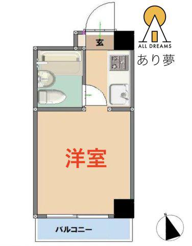 メルビック新子安ビル(1K/2階)の間取り写真