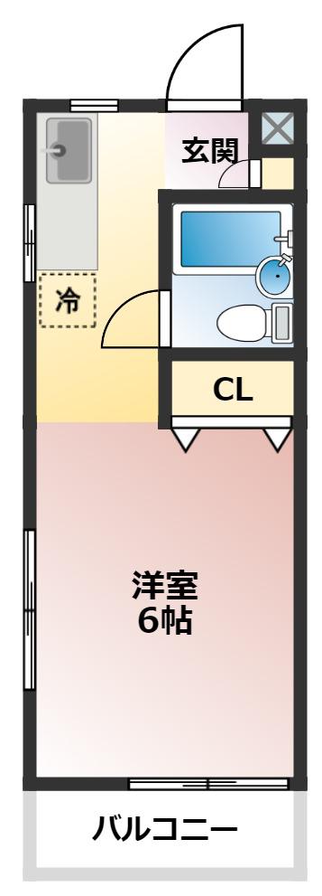 チェリーハウス(ワンルーム/1階)の間取り写真