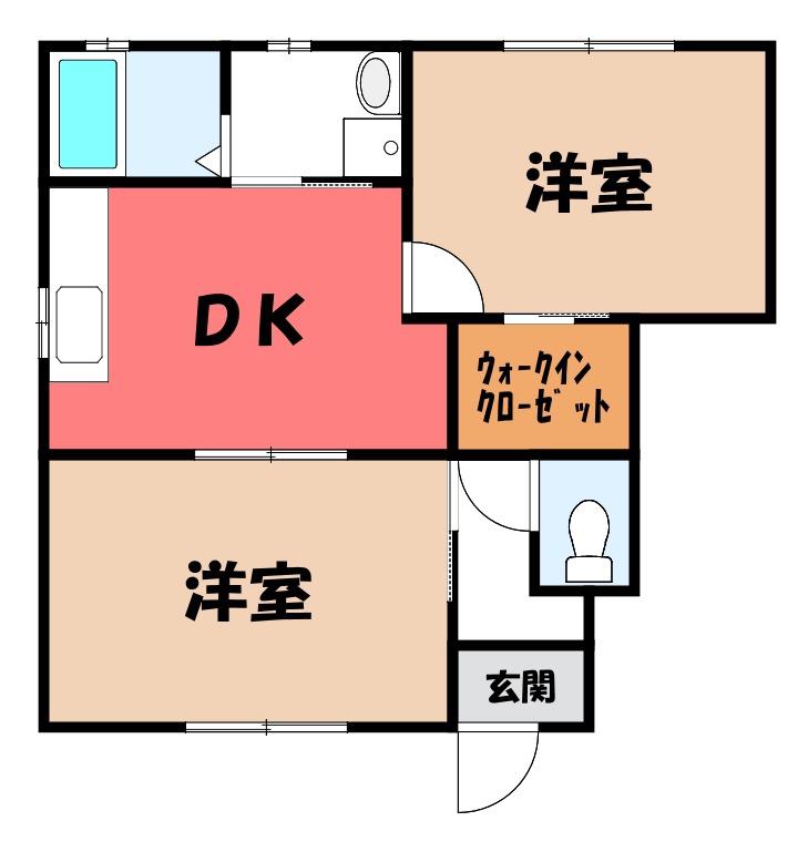 ヴィラポラールB(2DK/1階)の間取り写真