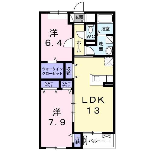 チェリーガーデン(2LDK/2階)の間取り写真