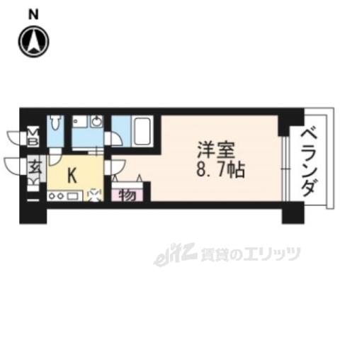 アスヴェル京都市役所前Ⅲ(1K/4階)の間取り写真