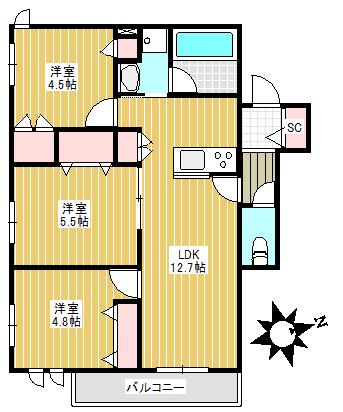 DOビル東長崎ヘーベルメゾン(3LDK/3階)の間取り写真