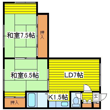 コーポL(2DK/3階)の間取り写真