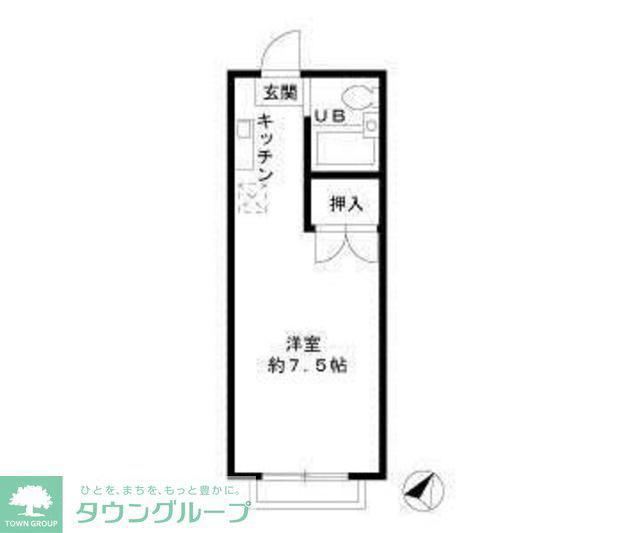 大久保ロイヤルコーポ(1K/2階)の間取り写真