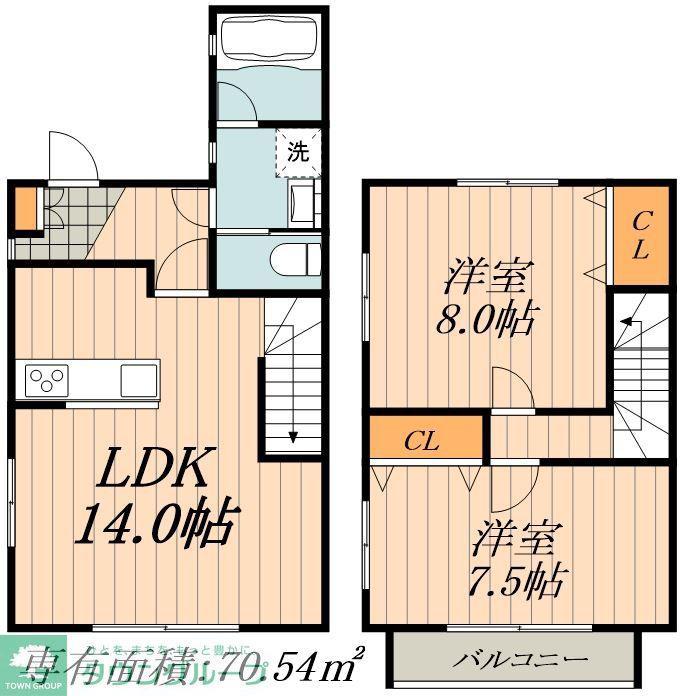 GREENCOURT社が丘 A棟(2LDK/1階)の間取り写真