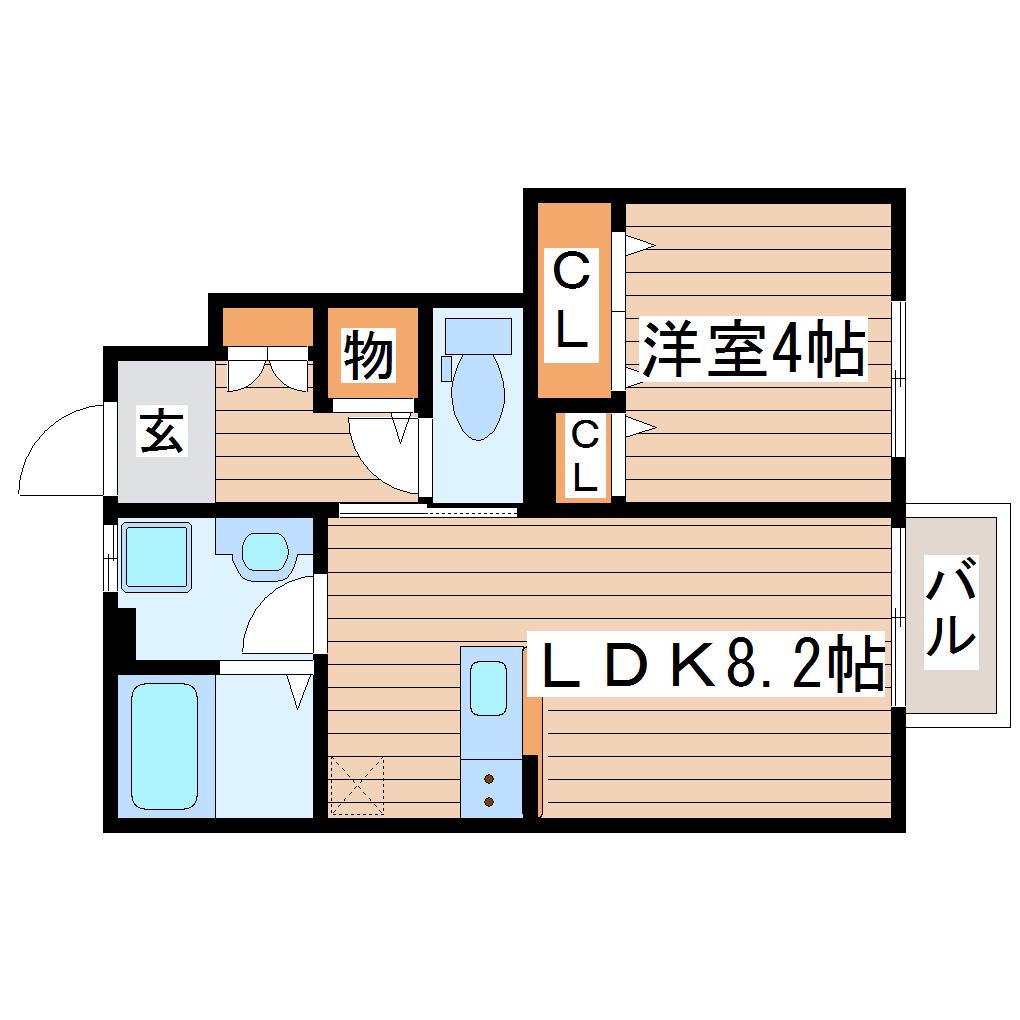 ディアコート B棟(1LDK/1階)の間取り写真