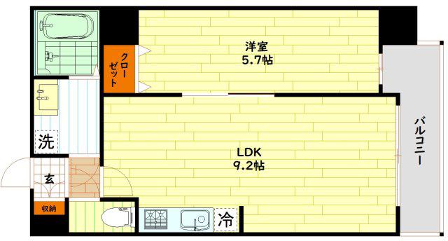 ラ・ミモーサ(1LDK/4階)の間取り写真