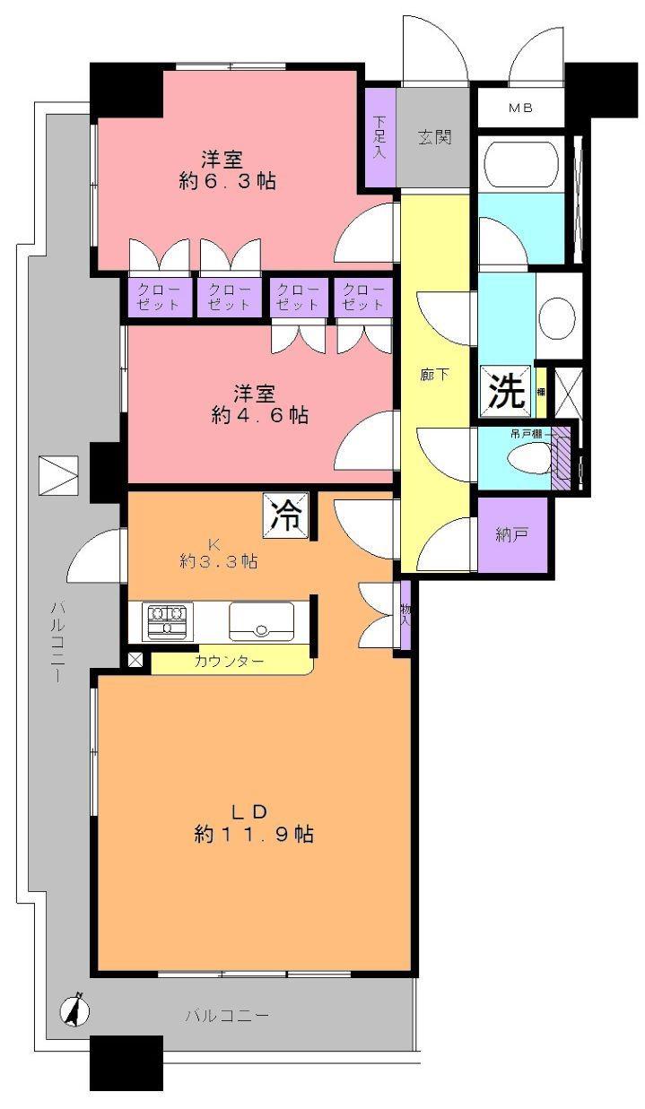 リビオ川口セルフィア(2LDK/3階)の間取り写真