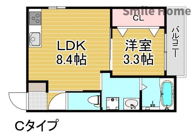 岩伸リバーコート(1LDK/1階)の間取り写真