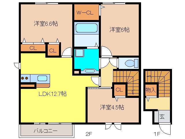 ラフィネ栄(3LDK/2階)の間取り写真