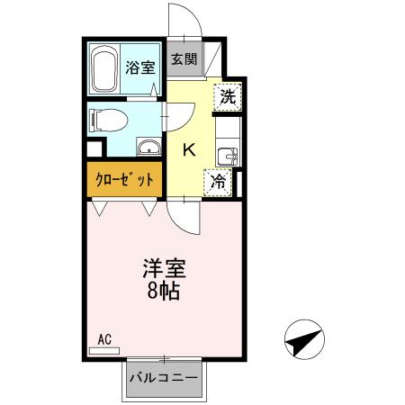 フォルトゥーナ(1K/2階)の間取り写真