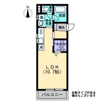メゾン・ド・キャトルII(ワンルーム/1階)の間取り写真