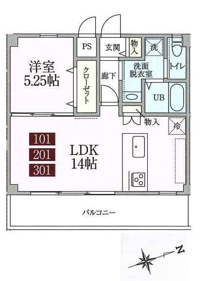 リカ・ベルク(1LDK/1階)の間取り写真