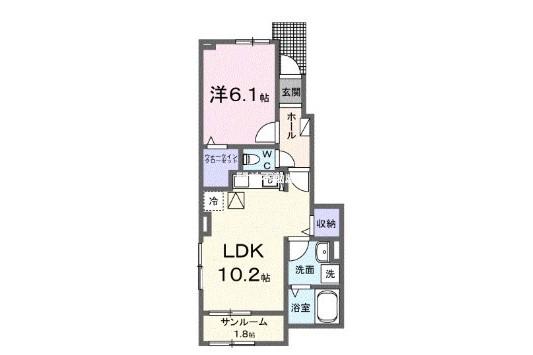 ミルキー ウェイ 参番館(1LDK/1階)の間取り写真