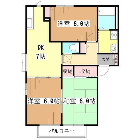 グリーンコーポ(3DK/1階)の間取り写真