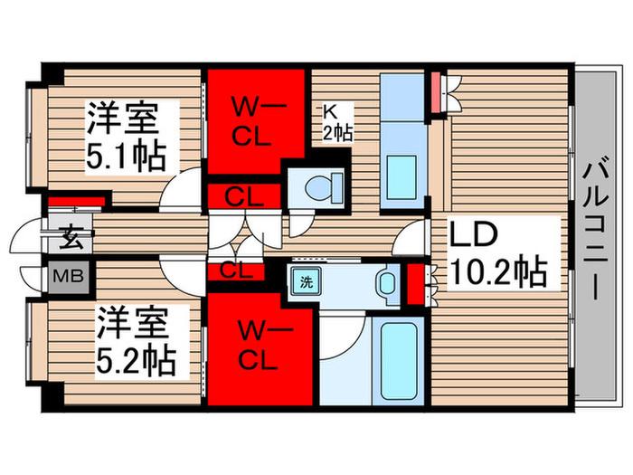 フレールIII(2LDK/1階)の間取り写真