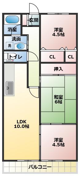 ボナールタカシ(3LDK/2階)の間取り写真