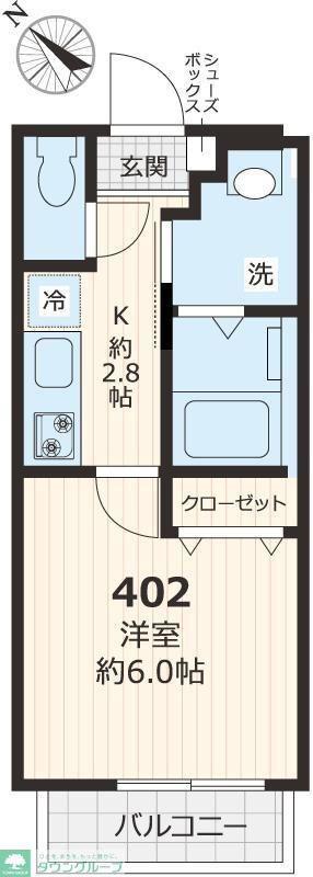 ソラーナ(1K/4階)の間取り写真