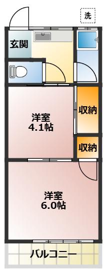 メゾン谷本(2K/1階)の間取り写真