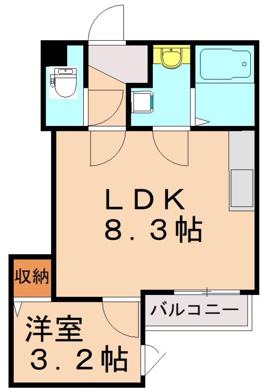 WISTERIA折尾(1LDK/2階)の間取り写真