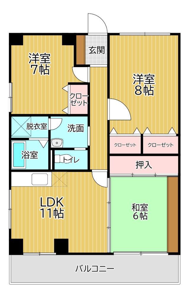 プチメゾン石坪町(3LDK/2階)の間取り写真