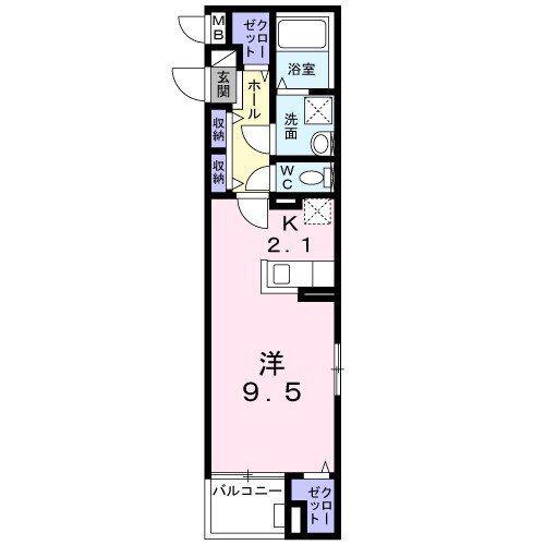 ステラ レジーナ(1K/4階)の間取り写真