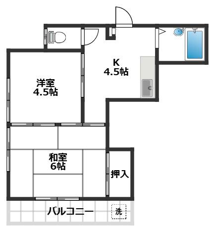 グリーンコーポ(2K/2階)の間取り写真