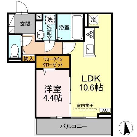 GRAND D-ROOM大手(1LDK/3階)の間取り写真