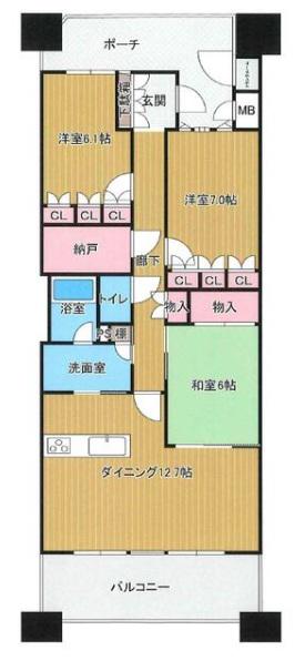 摩耶シーサイドプレイスフェアコースト2番館(3SLDK/8階)の間取り写真