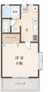 ルミエール・I(1K/2階)の間取り写真