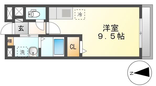 ボヌールIII(ワンルーム/2階)の間取り写真