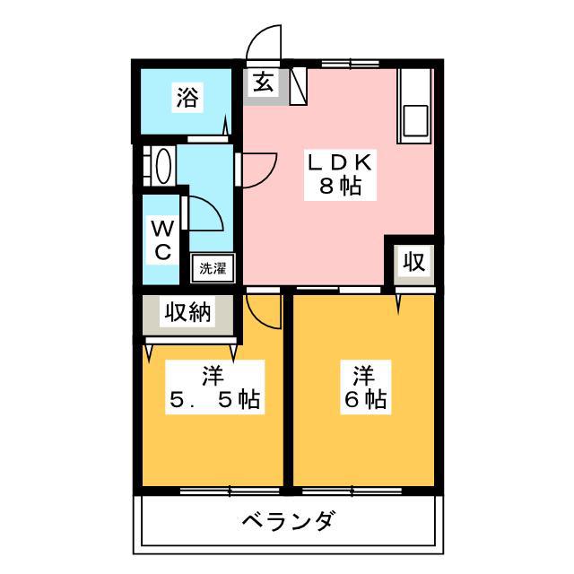 ファミールJ(2DK/2階)の間取り写真