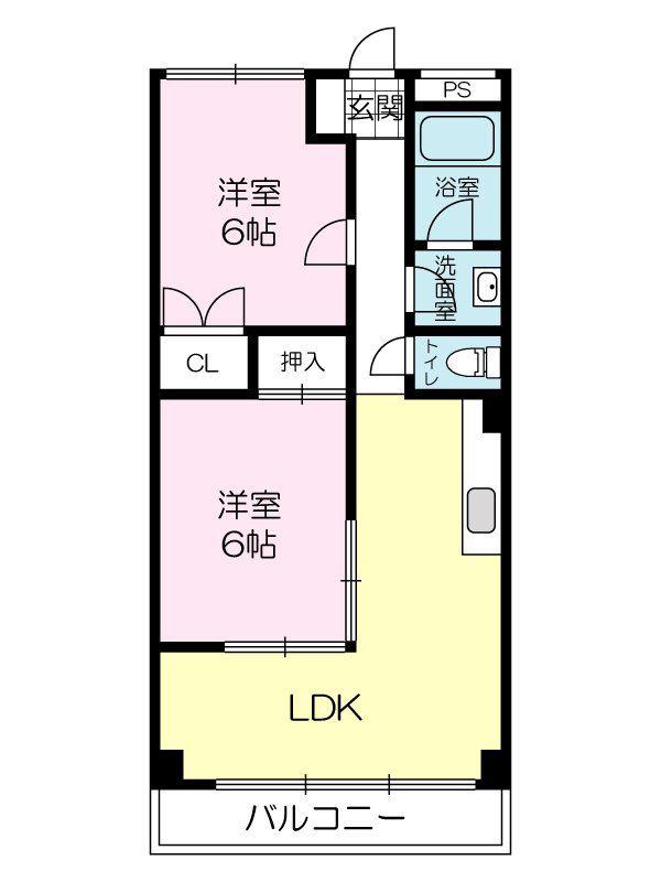 コーポいけの(2LDK/4階)の間取り写真